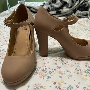 Elegant Tan Mary Jane Heels
